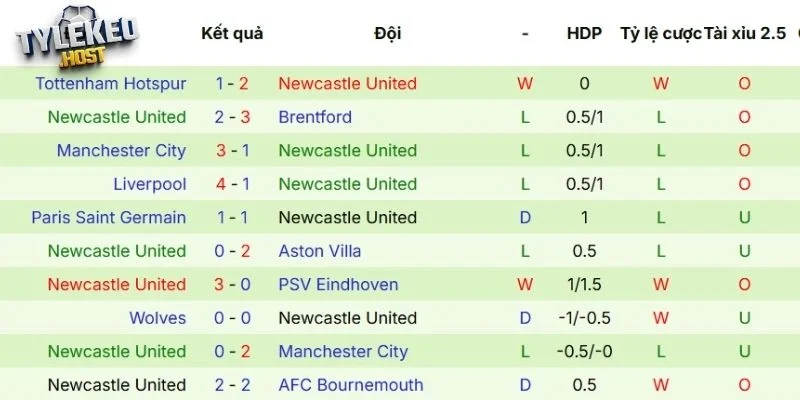 Mạch trận vừa qua của Newcastle United