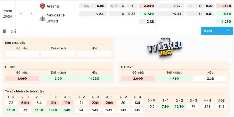Dự đoán soi kèo Arsenal vs Newcastle